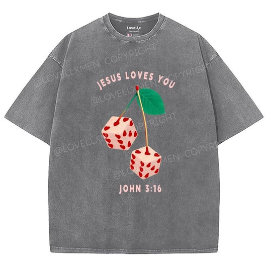 Jesus Loves You Washed T-Shirt, Christian Jesus  t shirts, Vintage 90s Graphic Tee Gift Cotton Top Womenswear Bottom