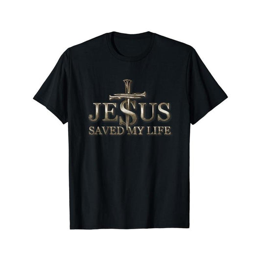 Jesus Saved My life Pattern printed cotton High quality Comfortable casual All-match men's T-shirt made in usa