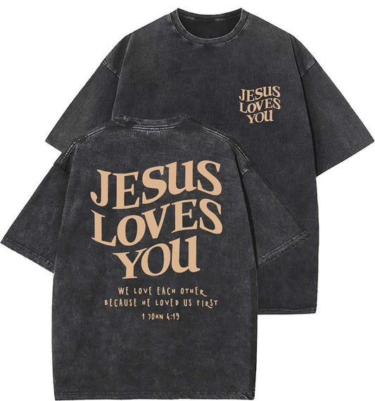 Jesus Saves Unisex Washed T-Shirt, Christian t shirts, Vintage 90s Graphic Tee, Gift Top Womenswear Cotton Mineral Colorstyle{n002}3