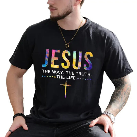 Jesus The Way The Truth The Life Graphic Tee, John 14:6 Bible Verse T-shirt, Religious  Unhinged Tee For Men, Faith Shirt, Christian Gift For Him