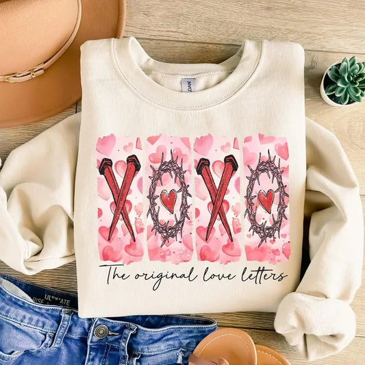 Jesus Valentine Shirt, XOXO The Original Love Letters Crewneck, Christian Valentine Sweatshirt, Love Like Jesus