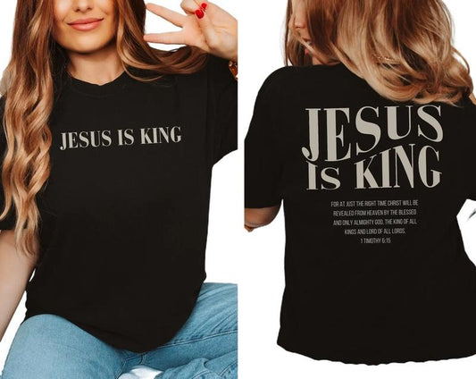 Jesus is King 2 sided T-shirt, Christian Bible Verse Shirt, Christian Streetwear Faith Based Apparel, Religious Apparel Gifts, Full Color T-Shirt, Shirt For Men, Shirt For Women Comfort Cotton