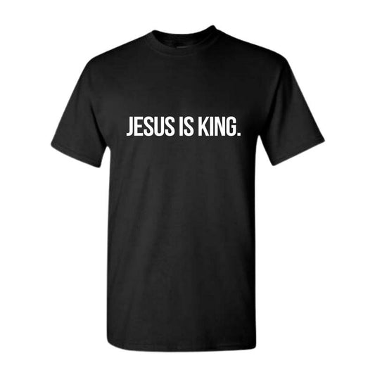 Jesus is King T-shirt, Men's Easter Slogan Print Round Neck Tee, Summer Clothes, Comfort Classic Menswear, Men's Clothes for Daily Streetwear, Full Color, Full Size Cotton Top