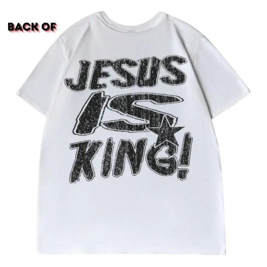 Jesus is King Vintage Faith Over Fear Graphic Tees, Crew Neck, Size S- 3XL, Menswear Top, Womenswear Top Underwear Streetwear A6