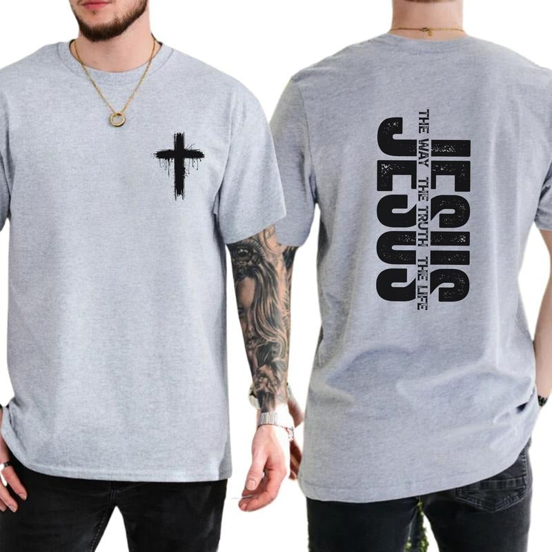 Jesus the Way the Truth the Life Graphic Tee, Christian Shirt For Men, Bible Verse Unhinged Tee, Religious T-shirt For Men, Godly Religious Apparel