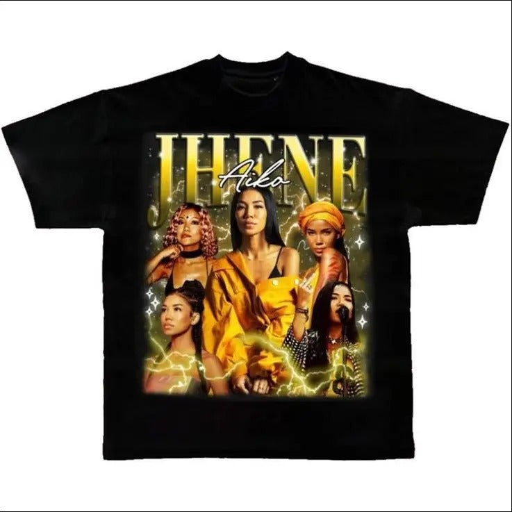 Jhene Classic Black Cotton T-Shirt - Unisex Heavy Cotton Tee Gildan 5000