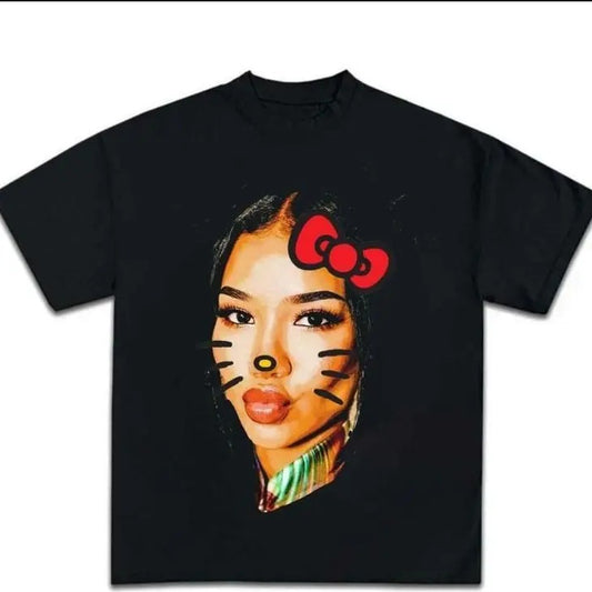 Jhene Kitty Big Face T-shirt, Rap Hip Hop Tee Streetwear Outfit vintage  graphic  tees
