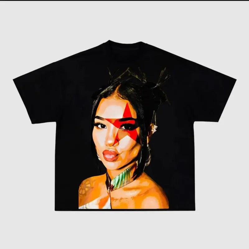 Jhene Rap Shirt - Black Classic Fabric Unisex Novelty Prints Streetwear