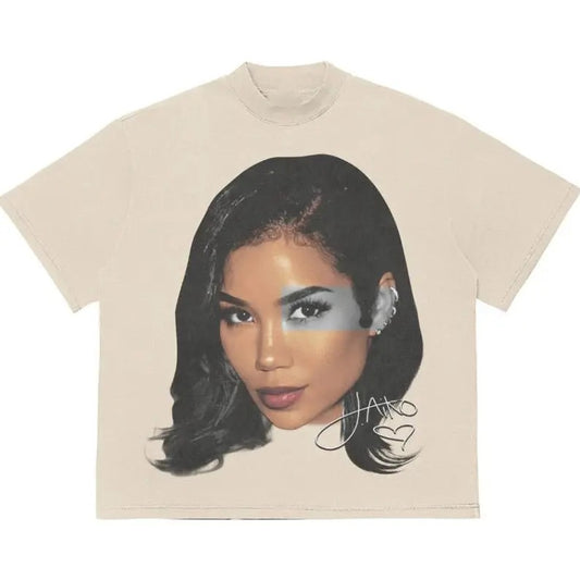 Jhene Trendy Shirt - Unisex Cotton T-Shirt with Graphic Print, Short Sleeve, Suitable for Men and Casual Wear