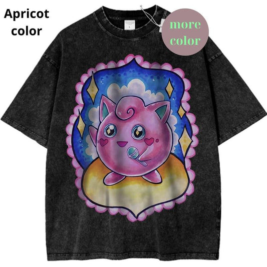Jigglypuff Graphic T-Shirt, Pokemon Shirt, PKM Shirt, Anime Shirt, Vintage T-Shirt Womenswear Top Cotton