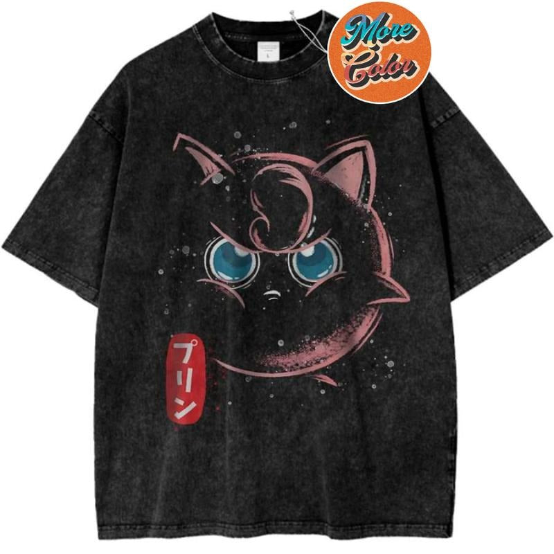 Jigglypuff Pokemon Anime Vintage Shirt, Cotton Unisex T-Shirt, Crew Neck, Size S- 3XL, Menswear Top, Womenswear Top Underwear Streetwear