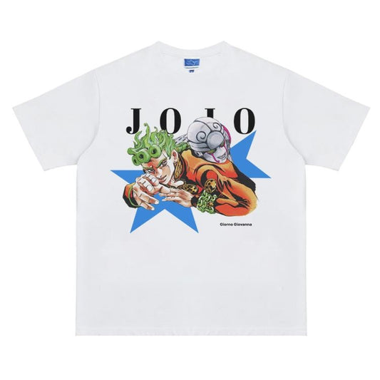 JoJo "Golden Experience Giorno" Vintage Oversized Tee Anime T-shirt 100% Cotton Original Design Men's Top Menswear Tshirt
