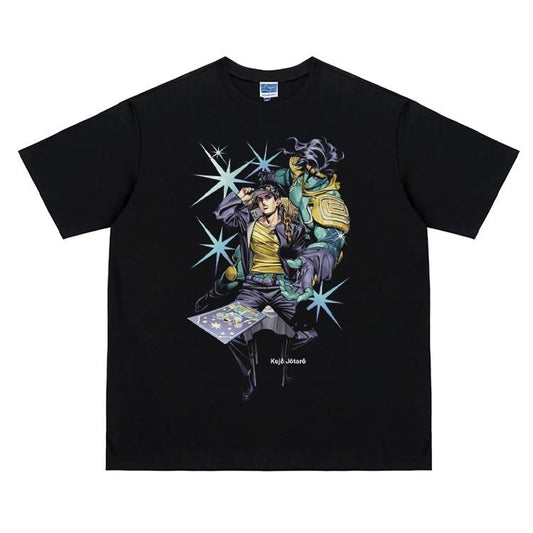 JoJo "Star Platinum" Vintage Oversized Tee Anime T-shirt 100% Cotton Original Design Men's Top for Fans DTG Printing Streetwear Casual Menswear Tshirt