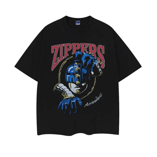 JoJo's Bizarre Adventure "Sticky Fingers" Heavyweight Vintage Tee 100% Cotton OVERSIZED Anime T-shirt Menswear Top printed shirts Crew Necks Casual Streetwear Black Baggy Crewneck Tshirt Tropical Shortsleeve Loose