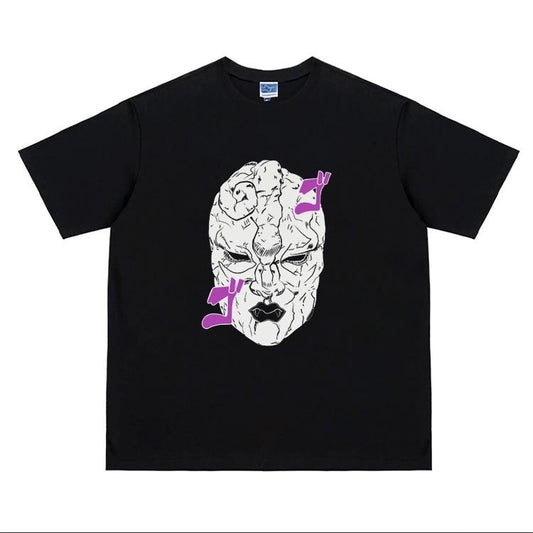 JoJo's Bizarre Adventure "Stone Mask" heavyweight anime vintage tee 100% cotton Loose Menswear Top Streetwear Tshirt Crew Necks Tropical Casual Halloween Black Crewneck Shortsleeve