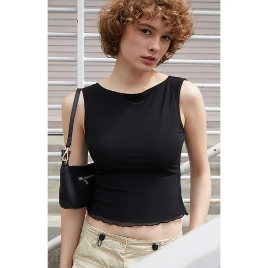 John Galt Women's Black Cowl Neck Tank Top