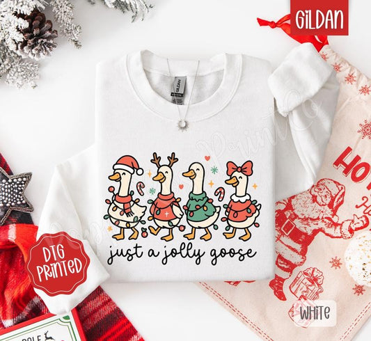 Jolly Goose Sweatshirt, Trendy Women's Christmas Crewneck