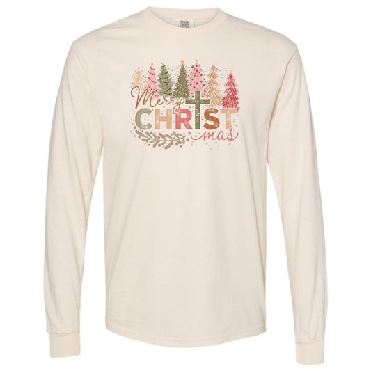 Jolly Merry CHRISTmas Long Sleeve Comfort Colors T-Shirt 'NLB'