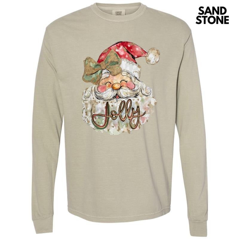 Jolly Smiling Santa Long Sleeve Comfort Colors T-Shirt