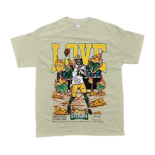Jordan Love Planet Euphoria Vintage T-shirt For Men And Women - Classic Graphic Tee Cotton Menswear