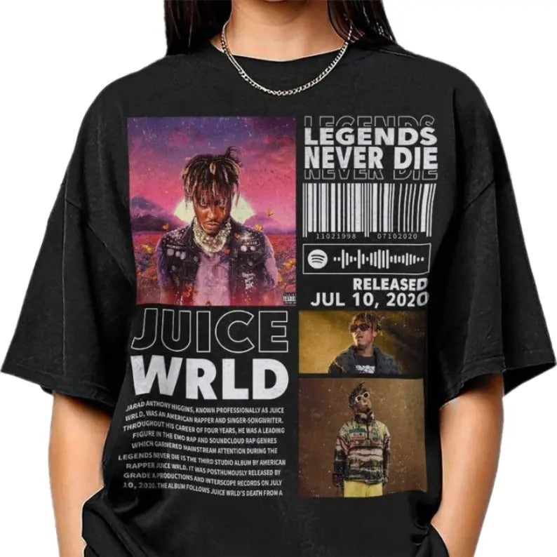 Juice Wrld Legend Never Die 90s Shirt, Rapper Retro Juice Wrld's Unisex Shirt, Gift For Fan