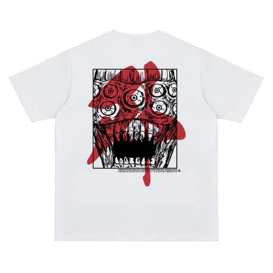 Jujutsu Kaisen "Cursed Fiend" Vintage Oversized Tee Anime T-shirt 100% Cotton Original Design Men's Top for Fans DTG Printing JJK Streetwear Casual Menswear Tshirt Crewneck Tropical