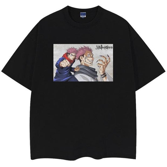 Jujutsu Kaisen "Sukuna" Heavyweight Vintage Tee 100% Cotton OVERSIZED Anime T-shirt Menswear Top Casual Streetwear Black Baggy