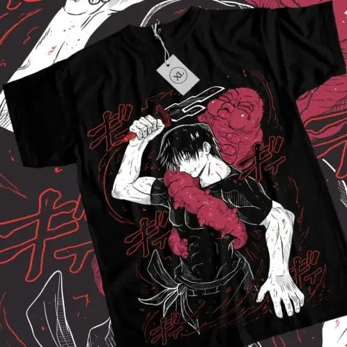 Jujutsu Kaisen Fushiguro Toji T-shirt Anime Horror Black Short Sleeve All Size