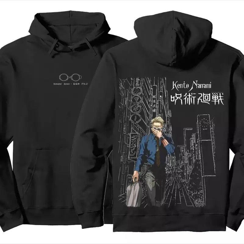 Jujutsu Kaisen JJK Kento Nanami Manga Anime Inspired Minimalist Hoodie double-sided