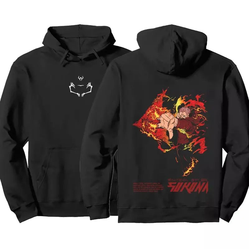 Jujutsu Kaisen Ryomen Sukuna Manga Anime Inspired Minimalist Hoodie double-sided