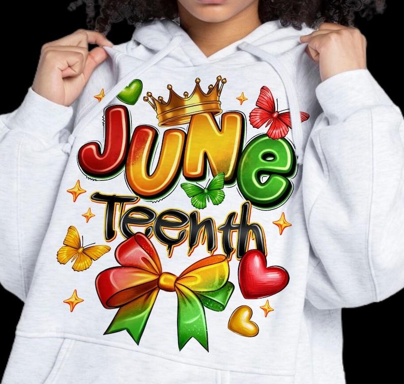 Juneteenth Coquette Bow Hoodie, Retro Juneteenth Graffiti Street Design Sweatshirt, Black Girl Magic Tee