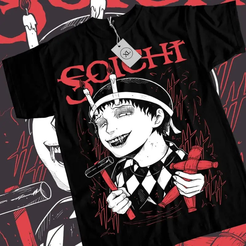 Junji Ito Souichi T-Shirt & Sweatshirt, Horror Japan Guro Graphic Tee, Anime Manga Lover Gifts shirts guy Ball Cotton