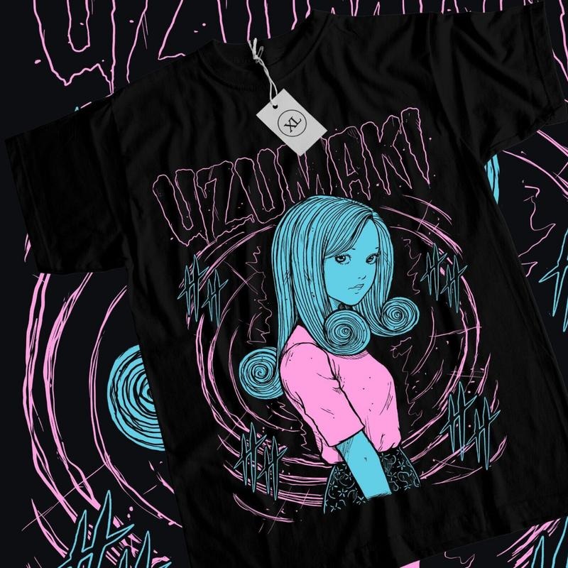 Junji Ito Uzumaki T-Shirt & Sweatshirt, Horror Japan Guro Graphic Tee, Anime Manga Lover Gifts Ball Cotton