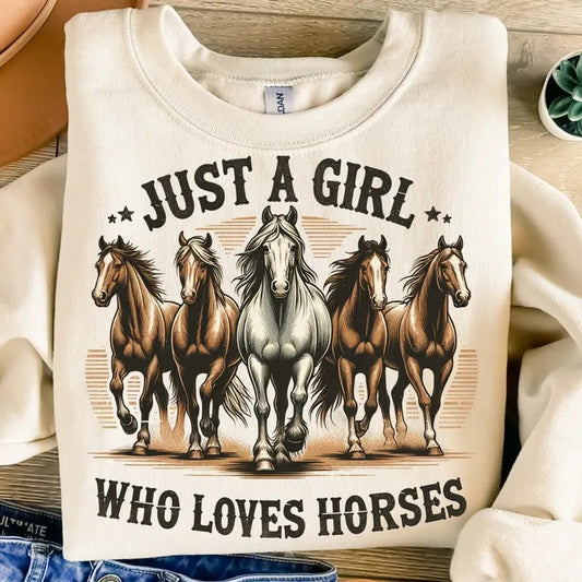 Just A Girl Who Loves Horses Png Sublimation Design Horse Sublimation Retro Png Western Png T-shirt Design Instant Download Png Dtf  T-shirt, sweater and Hoodie