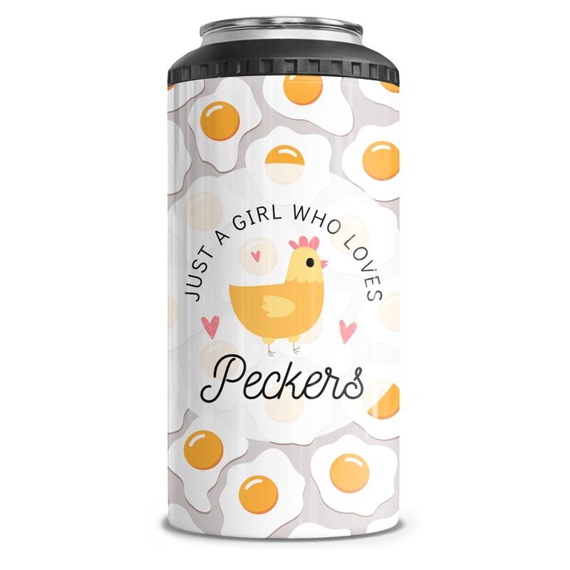 Just A Girl Who Loves Peckers 4-in-1 Can Cooler Tumbler Combo