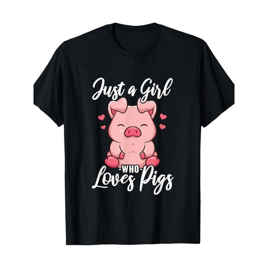 Just A Who Loves Pigs T-Shirt-100% Cotton -  made in usa