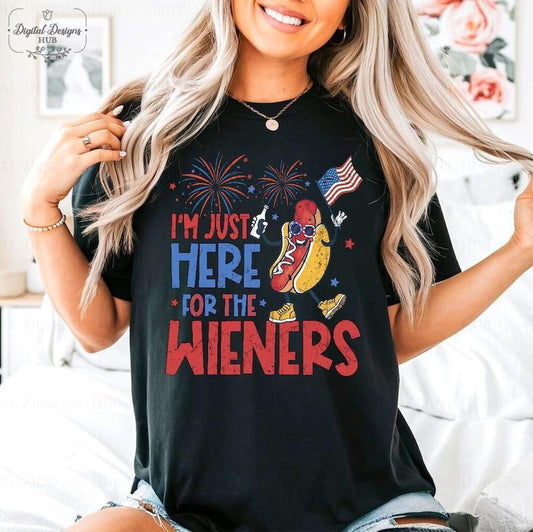 Just Here For The Wieners Shirt, America T-Shirt, 4th of July Shirt Funny, Independence Day Tee, Retro America Patriotic Weenies Hoodie, T-shirt and sweater