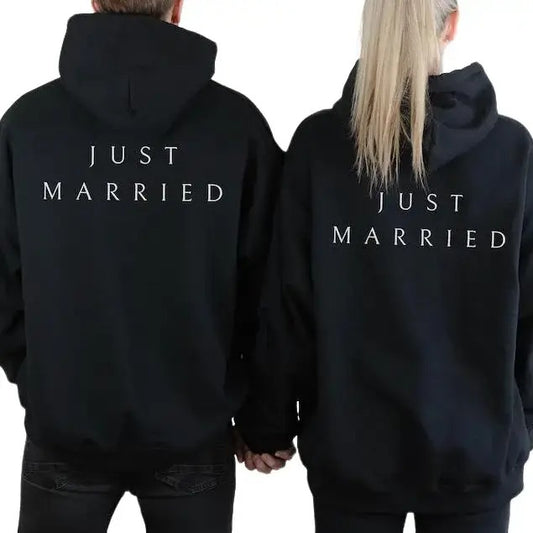 Just Married Hoodie, Bridal Sweatshirt, Honeymoon Sweatshirt, Wifey Tee, Couples Gift, Engagement Gift Casual Classic Fabric Menswear Outfit