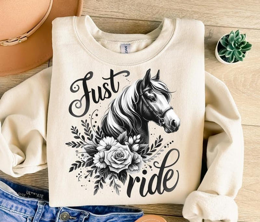 Just Ride Png Horse Png Flowers Png Just Ride Sublimation Trendy Png Horse Sublimation Vintage Png T-shirt Design Sweatshirt Png  T-shirt, sweater and Hoodie