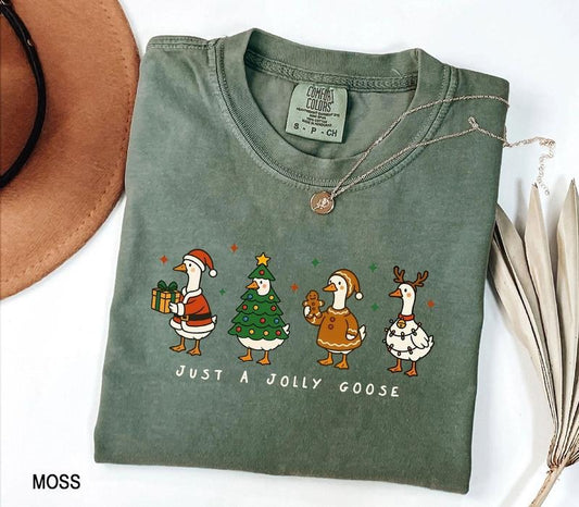 Just a Jolly Goose Shirt, Funny Goose Shirt, Silly Goose Girly Christmas Shirt, Christmas Sweatshirt, Merry Goosey Shirt
