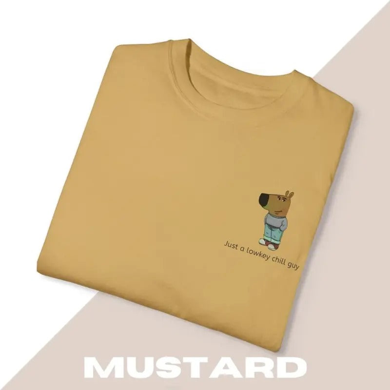 Just a low key chill guy meme comfort colors shirt, lowkey chill guy shirt from tiktok chill guy Cotton Fabric Menswear Top Classic Traditional