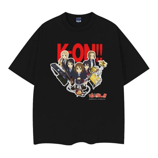 K-On! "Successful Performance" Vintage Oversized Tee Anime T-shirt 100% Cotton Original Design Men's Top Streetwear Casual Crewneck Menswear