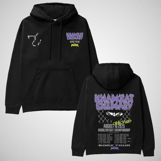 KHAMZAT CHIMAEV BORZ TOUR HOODIE, Chimaev Middleweight Championship T-shirt, Borz Tour Tee, Khamzat Chimaev UFC Shirt, UFC Fighters Shirt, UFC Outdoors Menswear Gift For Him