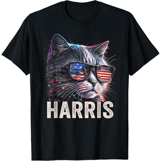 Kamala Harris for President 2024, Funny Cat Graphic T-Shirt made in usa