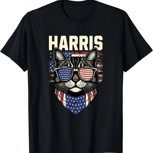 Kamala Harris for President 2024, Funny Cat Lady Graphic T-Shirt