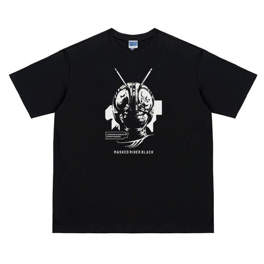 Kamen Rider "BLACK" Vintage Oversized Tee Anime T-shirt 100% Cotton Original Design Men's Top for Fans Menswear Tshirt