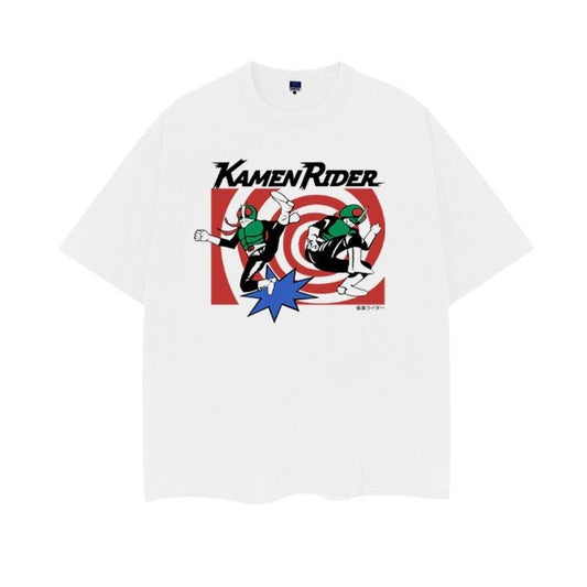 Kamen Rider "First Generation" Heavyweight Vintage Tee 100% Cotton OVERSIZED Anime T-shirt Menswear Top Crew Necks Tshirt Casual Streetwear White Baggy Crewneck Tropical Shortsleeve Loose