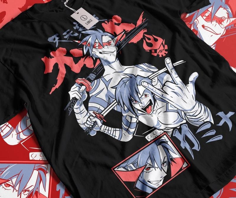 Kamina Tengen Toppa Gurren Lagann T-shirt, Kamina Tee, Simon, Yoko, Mecha, Anime Shirt, Aesthetic, Manga Tee, Japanese Movie Shirt Cotton Menswear
