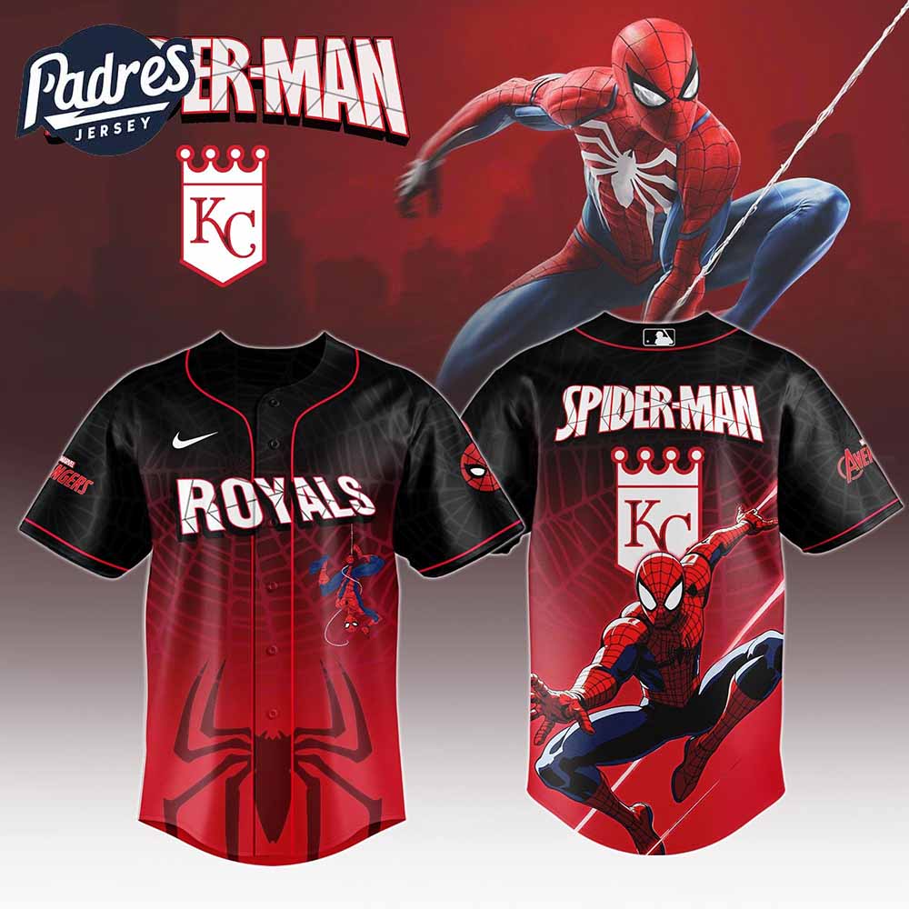 Kansas City Royals MLB x Spider Man Game Night Baseball Jersey Outfit - Padres Jersey Oasis: Elevate Your Baseball Style Game
