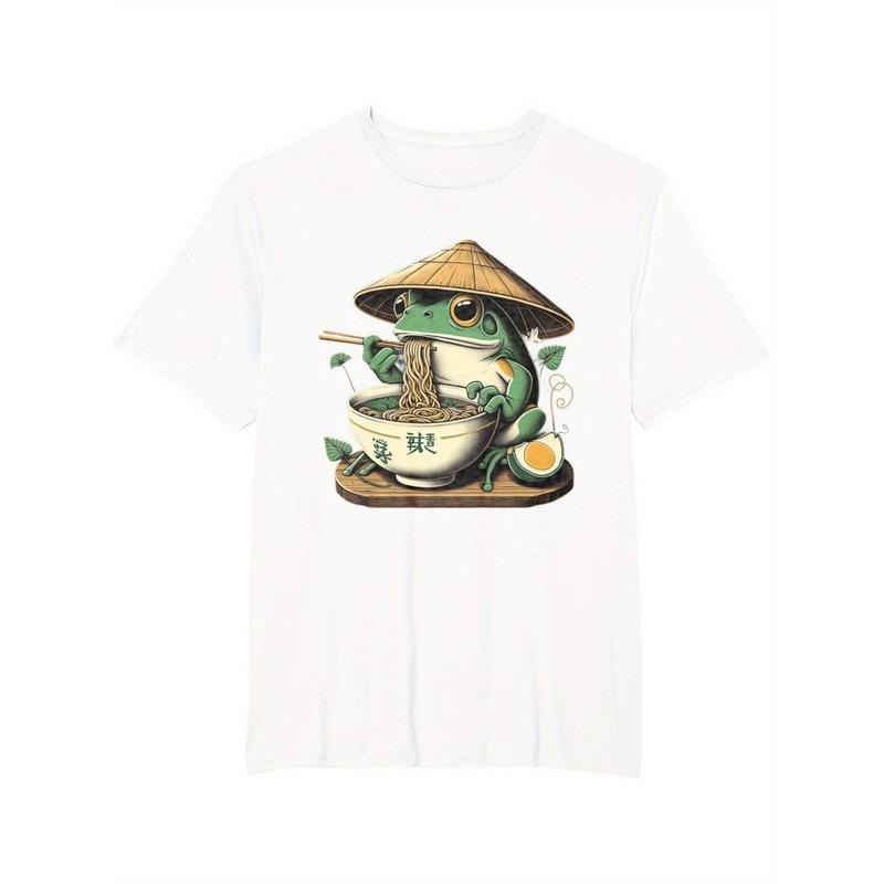 Kawaii Frog Ramen Anime Lover's T-Shirt - 100% Cotton, Casual Round Neck Tee for Men & Women made in usa